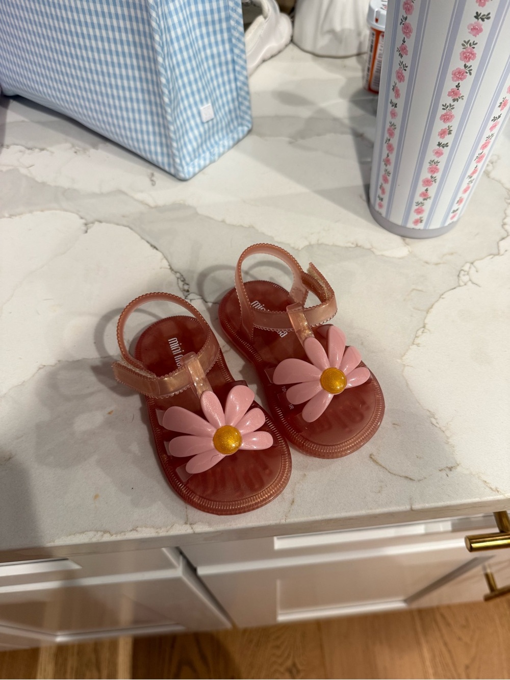 Mini Melissa Girls Pink Flower Jelly Sandals